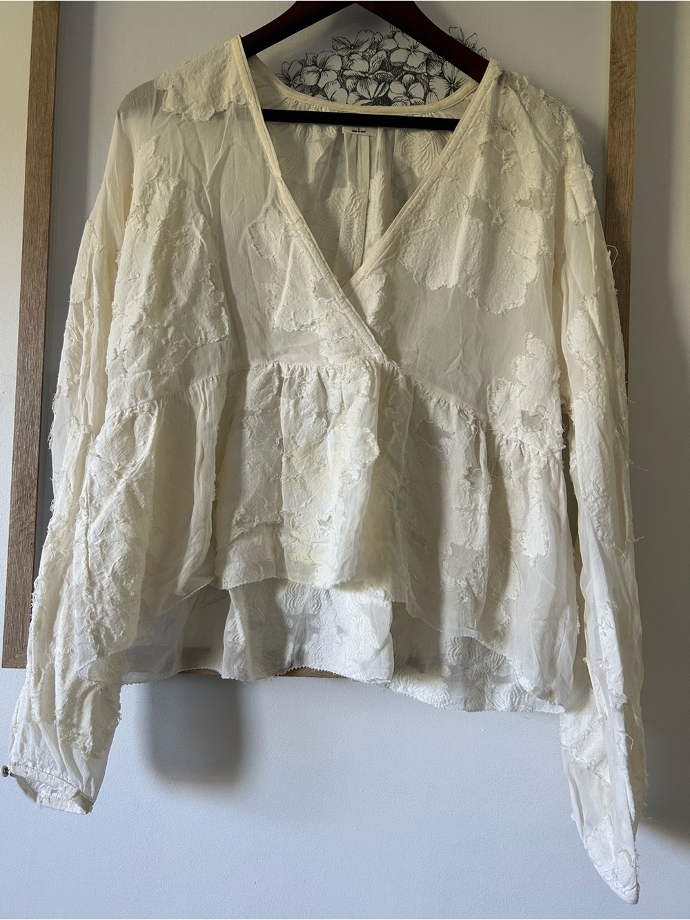 Wilfred Ivory Textured V-Neck Peplum Blouse